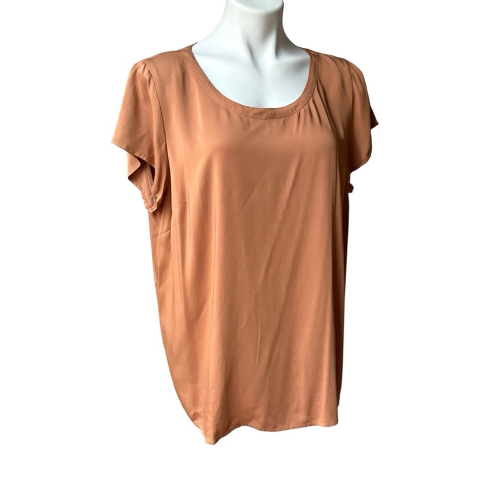 NWT PURE JILL J JILL Lenzing Ecovero Short Sleeve Top in Saffron, Sz L - Picture 6 of 13